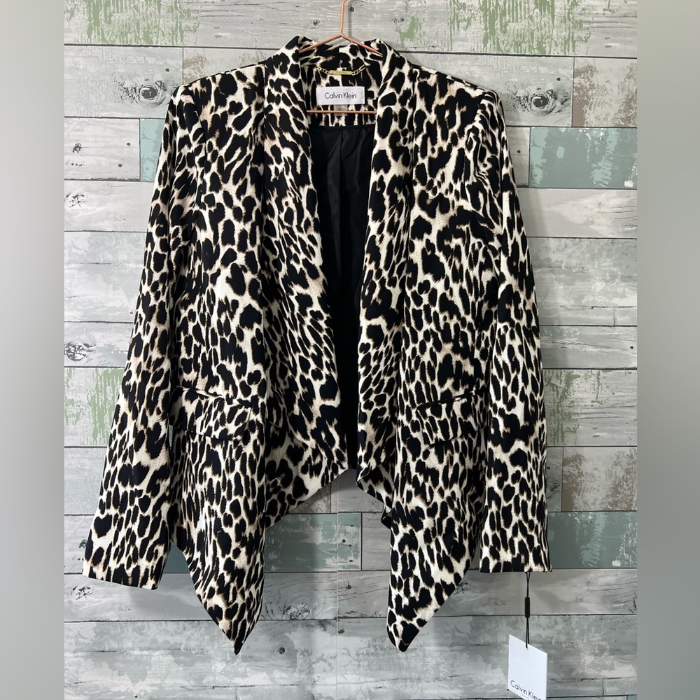NWT! Calvin Klein Leopard Print Dress Jacket Blazer